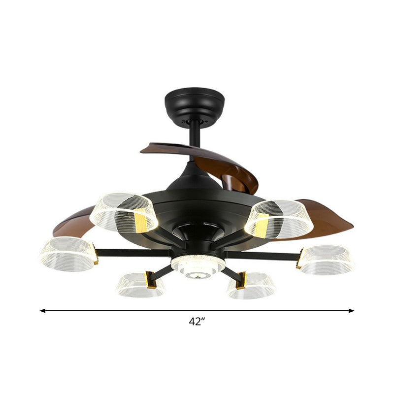 42 "breites Sputnik Wohnzimmer Deckenventilator Leuchtmetall LED Modernismus Halbflush-Halterung mit 4 Klingen