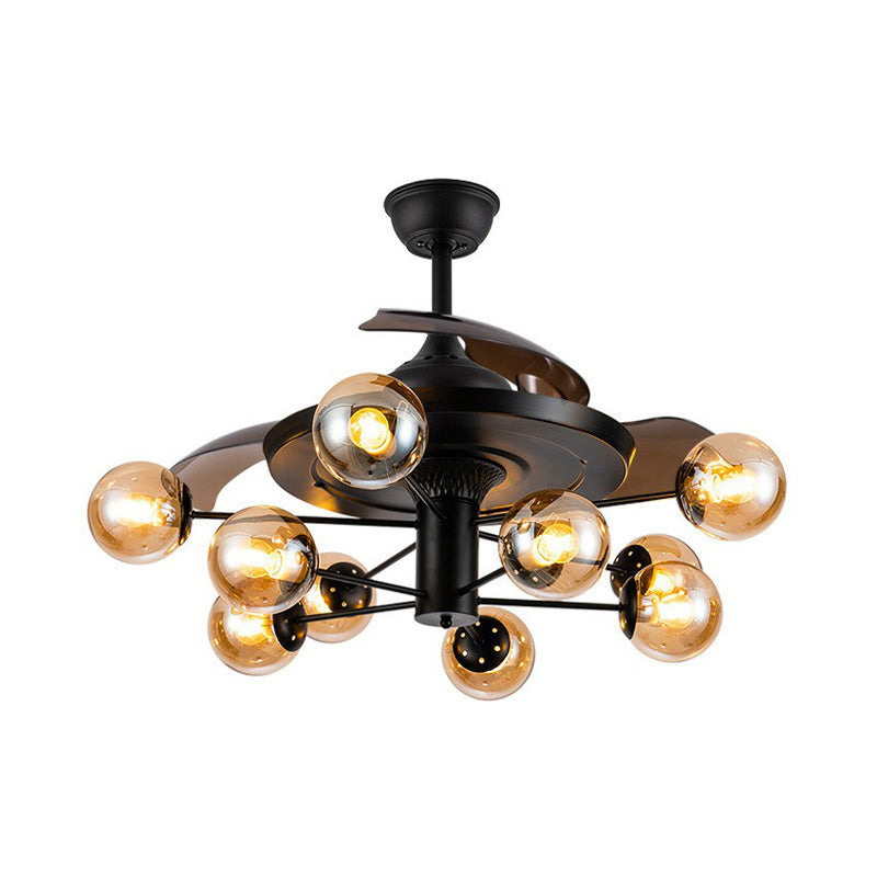 42 "breites Sputnik Wohnzimmer Deckenventilator Leuchtmetall LED Modernismus Halbflush-Halterung mit 4 Klingen
