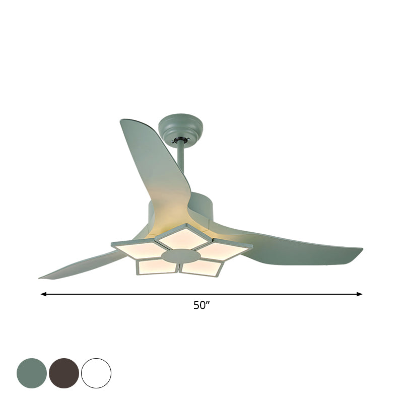 50 "breite acrylgeometrische halbflütige leichte modernistische LED -Lüfterlampe, 5 Klingen