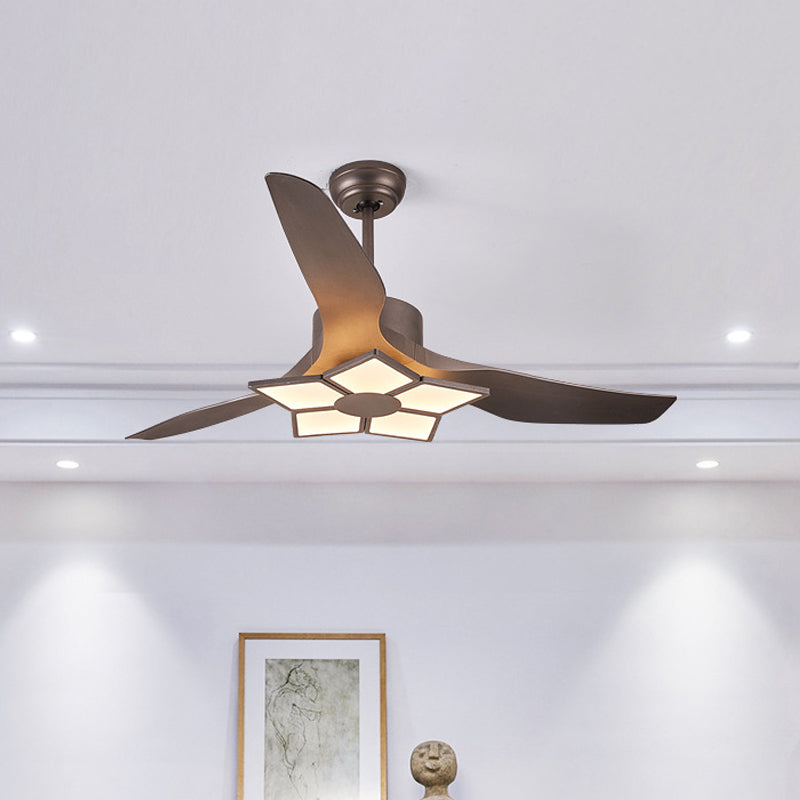 50 "breite acrylgeometrische halbflütige leichte modernistische LED -Lüfterlampe, 5 Klingen