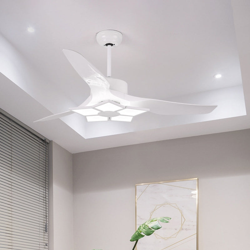 50 "breite acrylgeometrische halbflütige leichte modernistische LED -Lüfterlampe, 5 Klingen