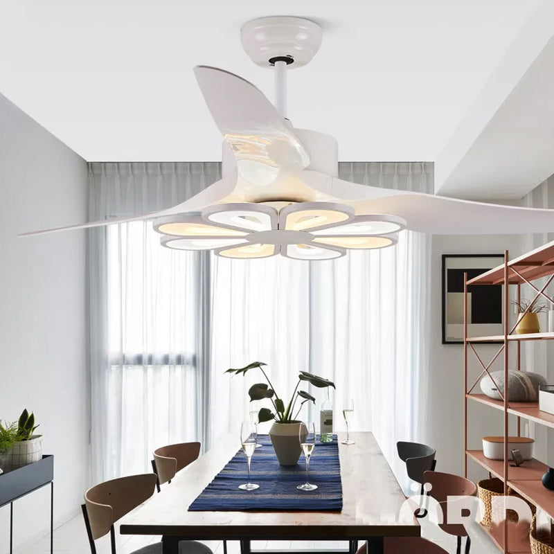 50 "breite acrylgeometrische halbflütige leichte modernistische LED -Lüfterlampe, 5 Klingen