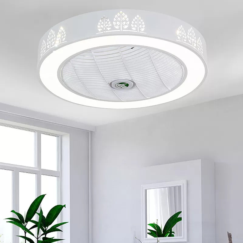 Acrylrunde Laser-Schnitt-Deckenventilator Moderne LED White Semi Flush Mount, 23 "breit