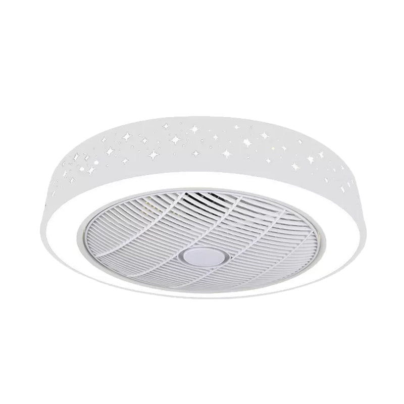 Acrylrunde Laser-Schnitt-Deckenventilator Moderne LED White Semi Flush Mount, 23 "breit