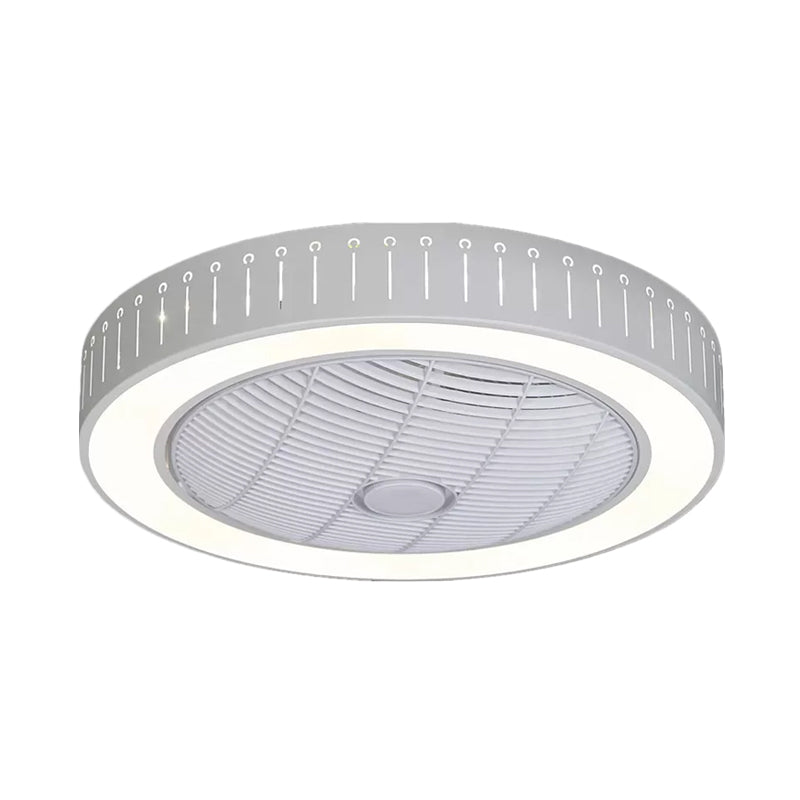 Acrylrunde Laser-Schnitt-Deckenventilator Moderne LED White Semi Flush Mount, 23 "breit