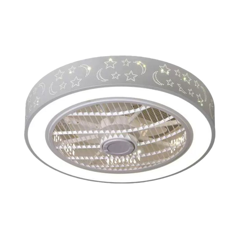 Acrylrunde Laser-Schnitt-Deckenventilator Moderne LED White Semi Flush Mount, 23 "breit
