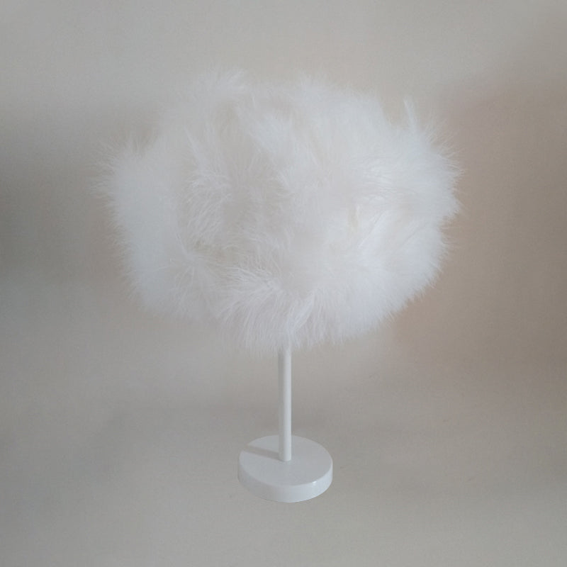 White Candy Floss Night Lamp Novelty Minimalist 1 Head Feather Table Stand Light