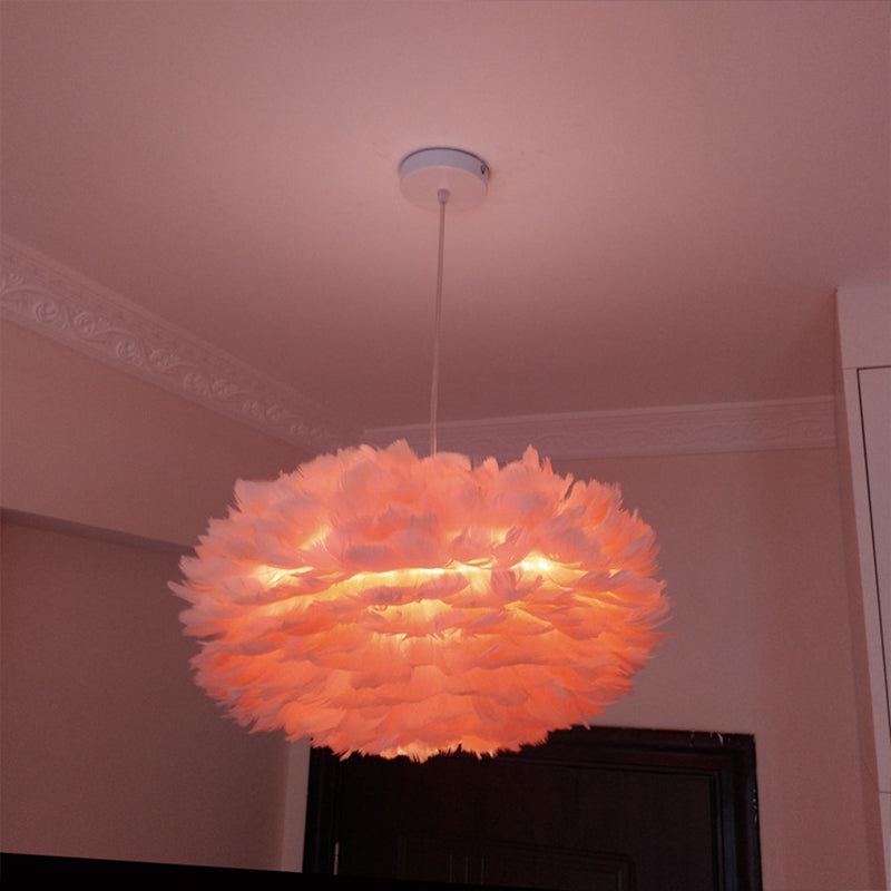 Feder Rose Blossom Anhänger hell modernistisch 1-Lichtgrau/Aprikose/rosa Decke Hanglampe über Tisch, 18 "/21,5" Breite
