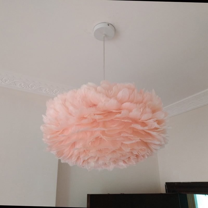 Feder Rose Blossom Anhänger hell modernistisch 1-Lichtgrau/Aprikose/rosa Decke Hanglampe über Tisch, 18 "/21,5" Breite