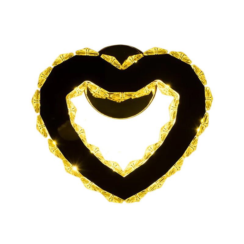 WIFI/Dual C/Loving Heart Hotel Flush Mount Crystal Encrusted Modern LED Wall Sconce Lighting in Gold