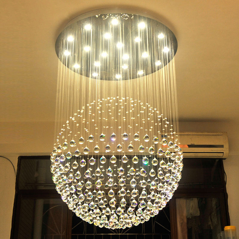 Crystal Sphere Ceiling Lamp Glam Modern 5 Lights Stainless Steel Flush Mount Lighting