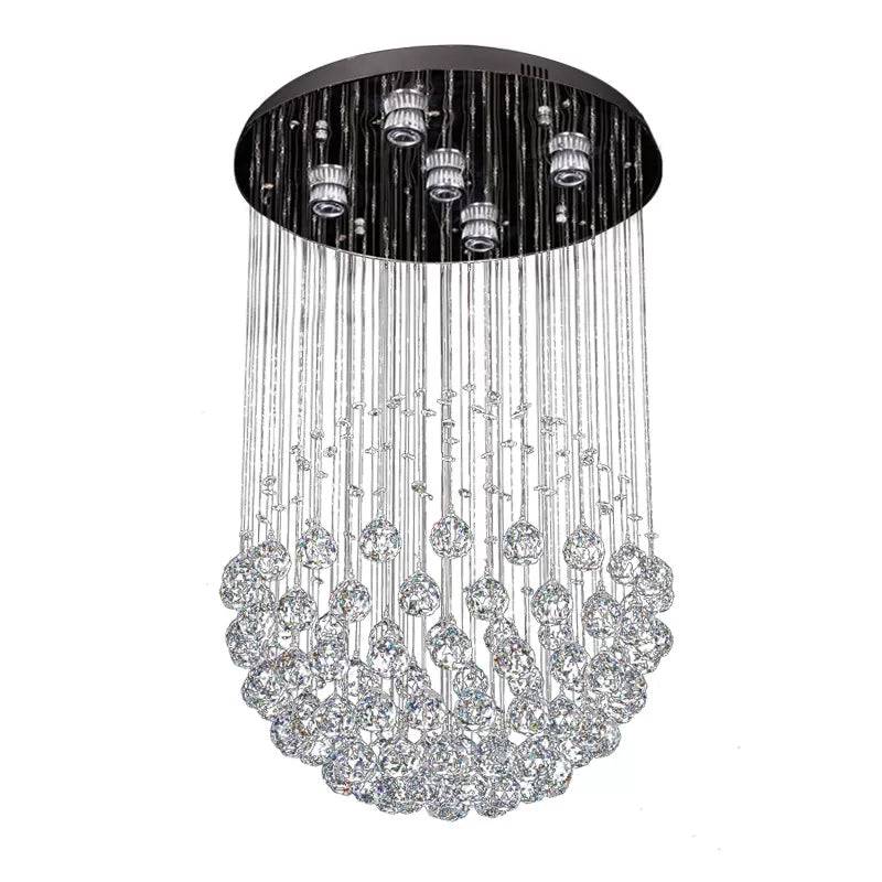 Crystal Sphere Ceiling Lamp Glam Modern 5 Lights Stainless Steel Flush Mount Lighting