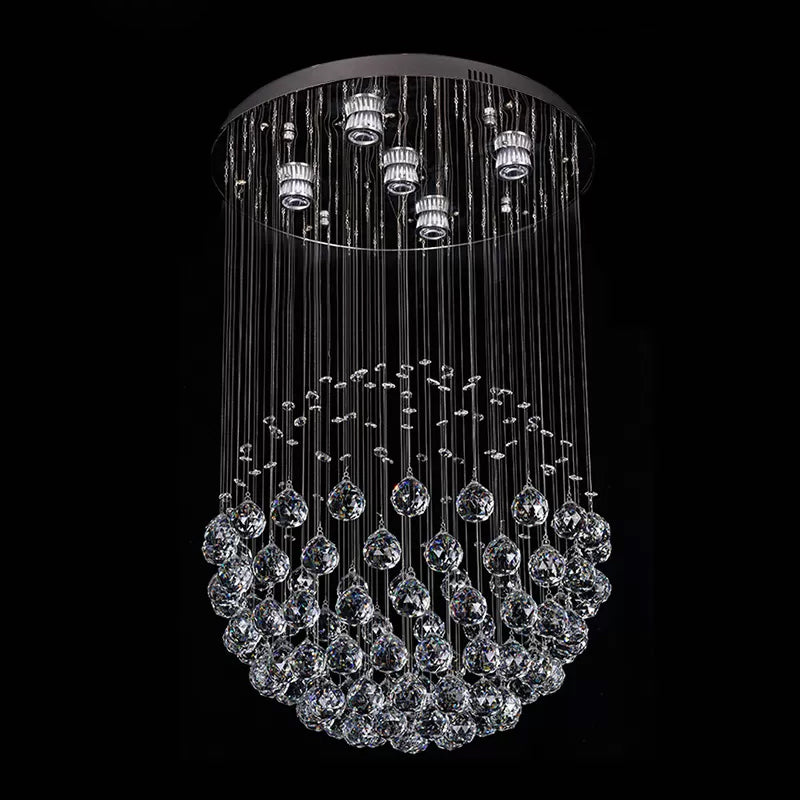 Crystal Sphere Ceiling Lamp Glam Modern 5 Lights Stainless Steel Flush Mount Lighting