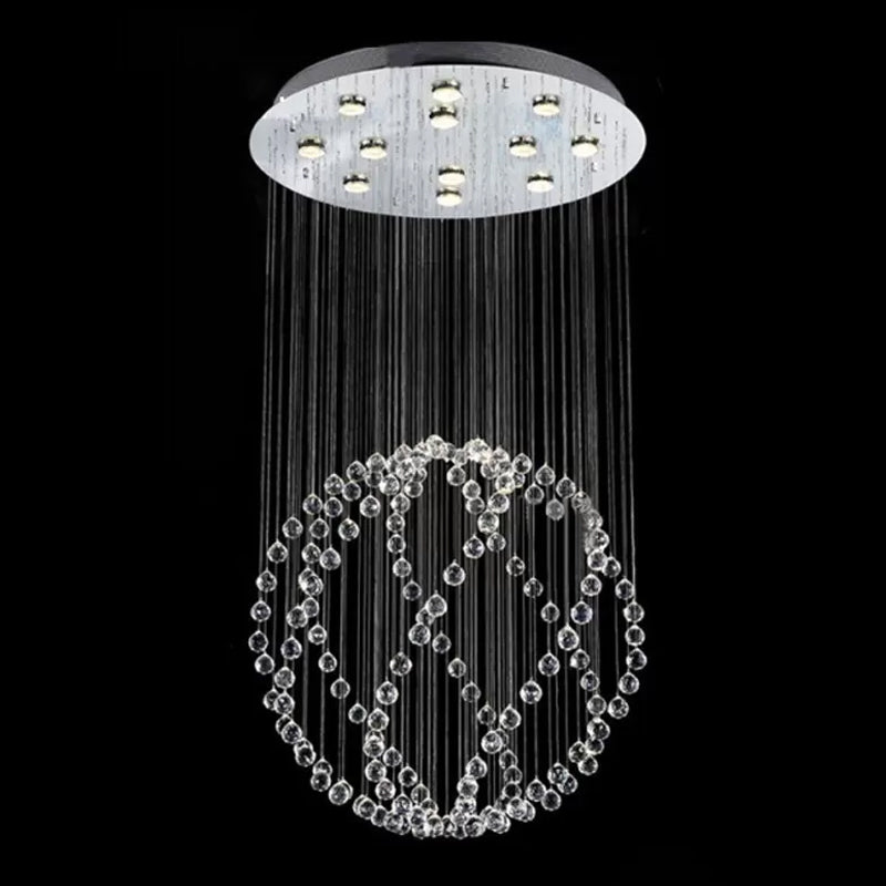Twisted Crystal Orb Flush Light Modern 12-Head Stainless Steel Ceiling Mounted Lamp