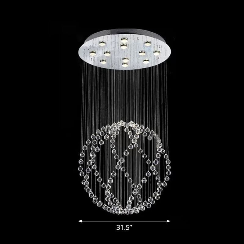 Twisted Crystal Orb Flush Light Modern 12-Head Stainless Steel Ceiling Mounted Lamp