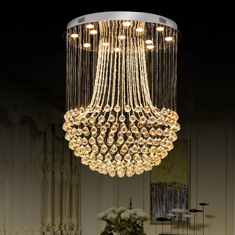 Crystal Mushroom Flush Mount Contemporary 13 Lights Flushmount Ceiling Lamp in Edelstahl