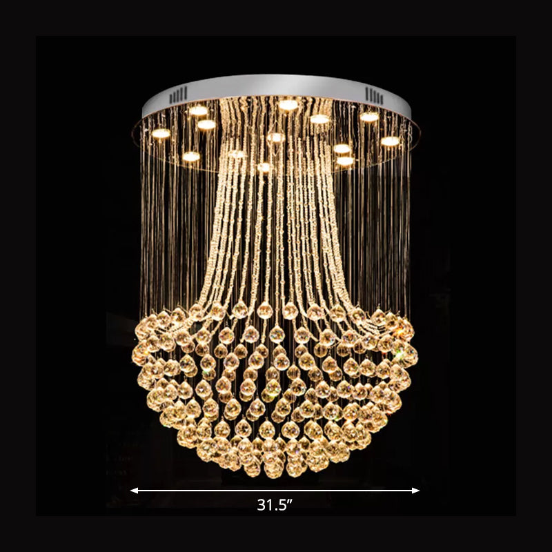 Crystal Mushroom Flush Mount Contemporary 13 Lights Flushmount Ceiling Lamp in Edelstahl