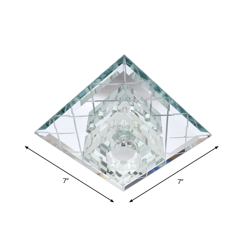 Lampada da incasso cubica Modernista in cristallo trasparente LED Corridoio vicino alla plafoniera in cromo