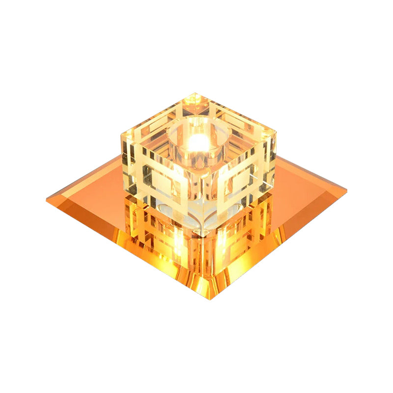 Kubusvormig plafond gemonteerde armatuur modernistische helder kristal LED veranda Flushmount licht in Chrome