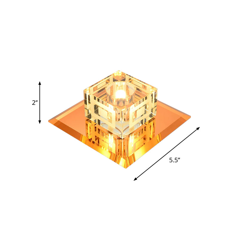 Kubusvormig plafond gemonteerde armatuur modernistische helder kristal LED veranda Flushmount licht in Chrome
