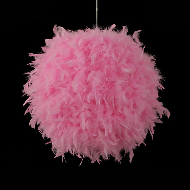 Sphère de large 12 "/ 14" / 16 "de large pendentif Plume moderne 1 chambre à tête plafond peindre légère en blanc / rose / rose rouge
