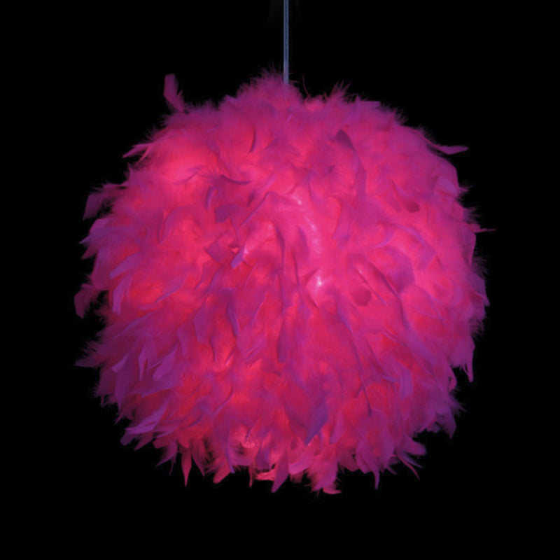 Sphère de large 12 "/ 14" / 16 "de large pendentif Plume moderne 1 chambre à tête plafond peindre légère en blanc / rose / rose rouge
