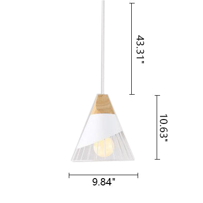 Modernism Cone Pendant Light 1 Light Aluminum and Wood Pendant Ceiling Light in Black/Blue for Dining Table