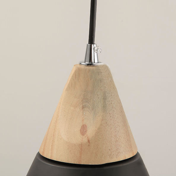 Modernism Cone Pendant Light 1 Light Aluminum and Wood Pendant Ceiling Light in Black/Blue for Dining Table