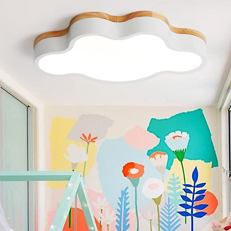 Plafonnier LED en forme de nuage plat, plafonnier nordique en acrylique, pour chambre de bébé, soin des yeux