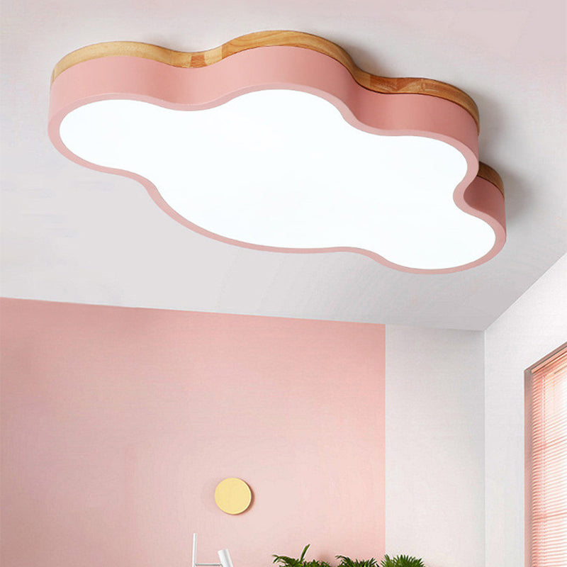 Plafonnier LED en forme de nuage plat, plafonnier nordique en acrylique, pour chambre de bébé, soin des yeux