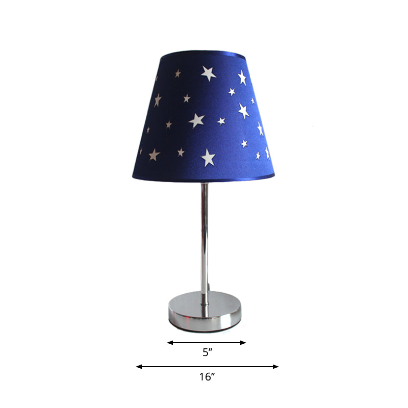 Study Room Starry Shade Reading Light Metal 1 Bulb Modern Blue Desk Light with Plug-In Cord