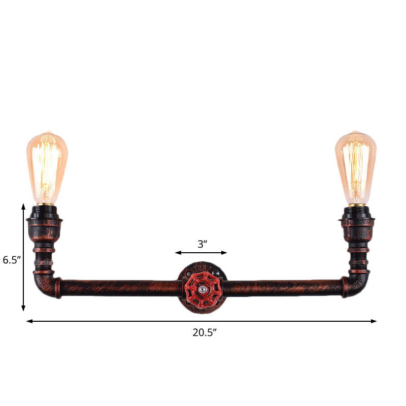 Tipada de pared de medidas de presión de 2 luces Ligera de cobre de cobre de cobre industrial para interiores, 20.5 "/21.5" de ancho