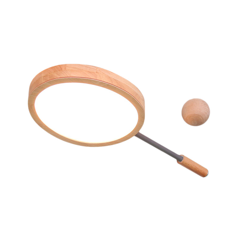 Plafonnier LED en forme de tennis créatif en acrylique et bois en beige pour la maternelle