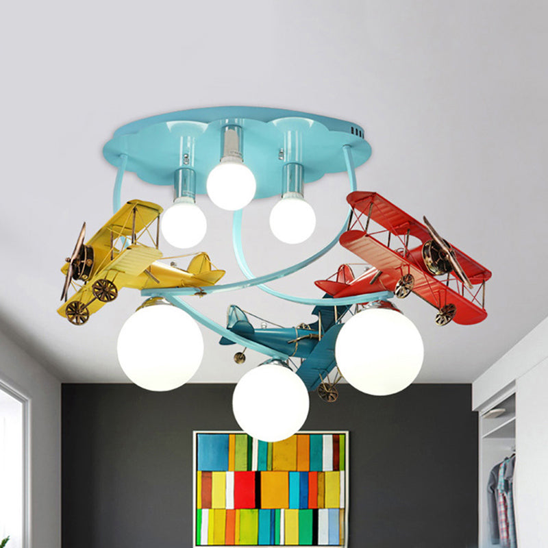 Jachtvliegtuig woonkamer spoeling montage plafond licht metalen cartoon plafond verlichtingsbeveiliging in blauw