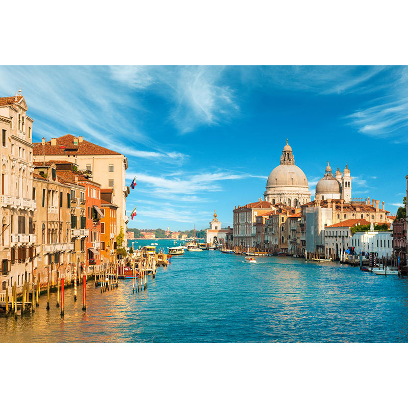 Waterproof Venice Floating City Mural Modern Non-Woven Wall Covering, Customized Size