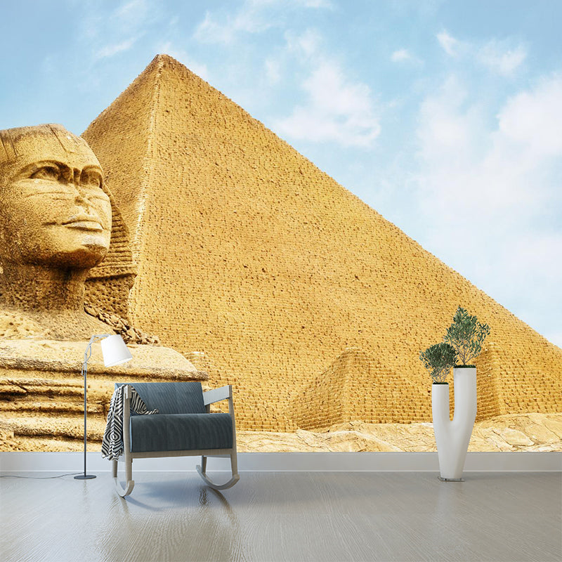 Décoration murale lavable de couleur Pastel, paysage pyramidal d'inspiration mondiale, décoration murale lavable pour l'intérieur de la maison