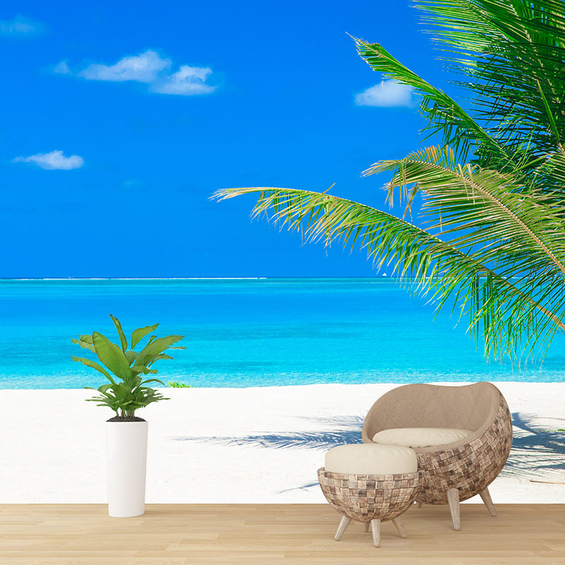 Stunning Beach Landscape Mural Wallpaper for Sitting Room, Soft Color, Custom Print