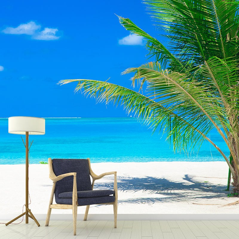 Stunning Beach Landscape Mural Wallpaper for Sitting Room, Soft Color, Custom Print