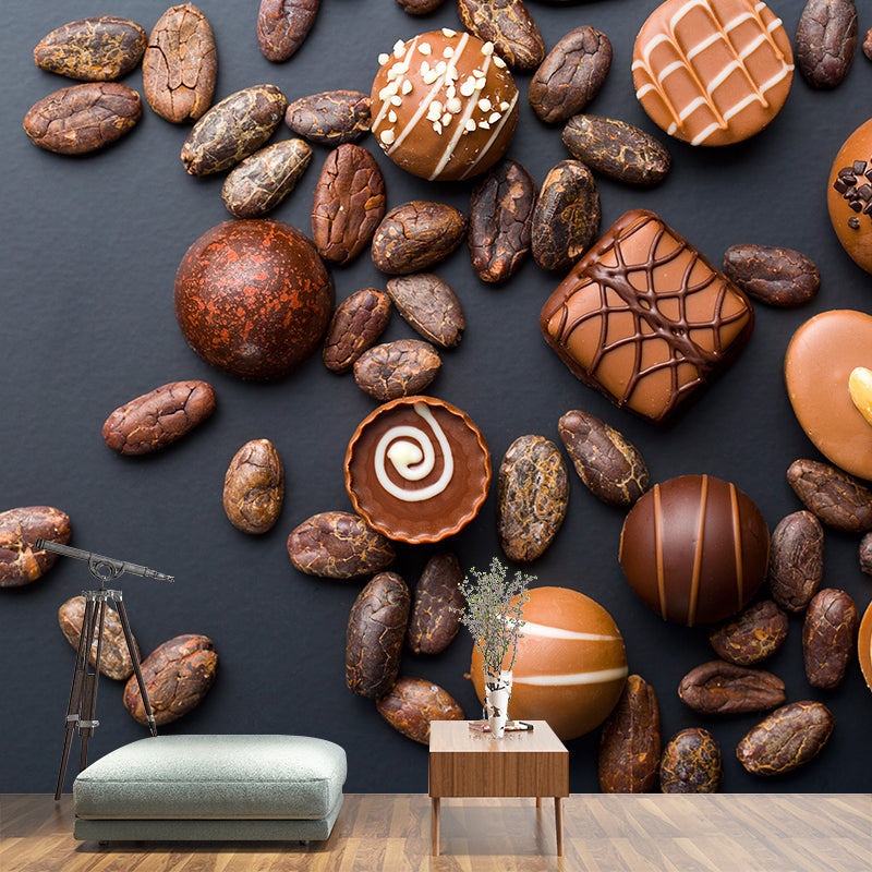 Dark Color Tasty Chocolate Mural Decal Contemporary Non-Woven Material Wall Covering