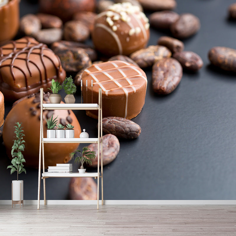 Dark Color Tasty Chocolate Mural Decal Contemporary Non-Woven Material Wall Covering