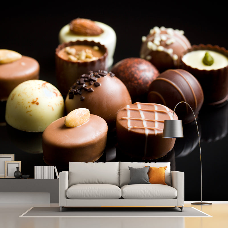Dark Color Tasty Chocolate Mural Decal Contemporary Non-Woven Material Wall Covering