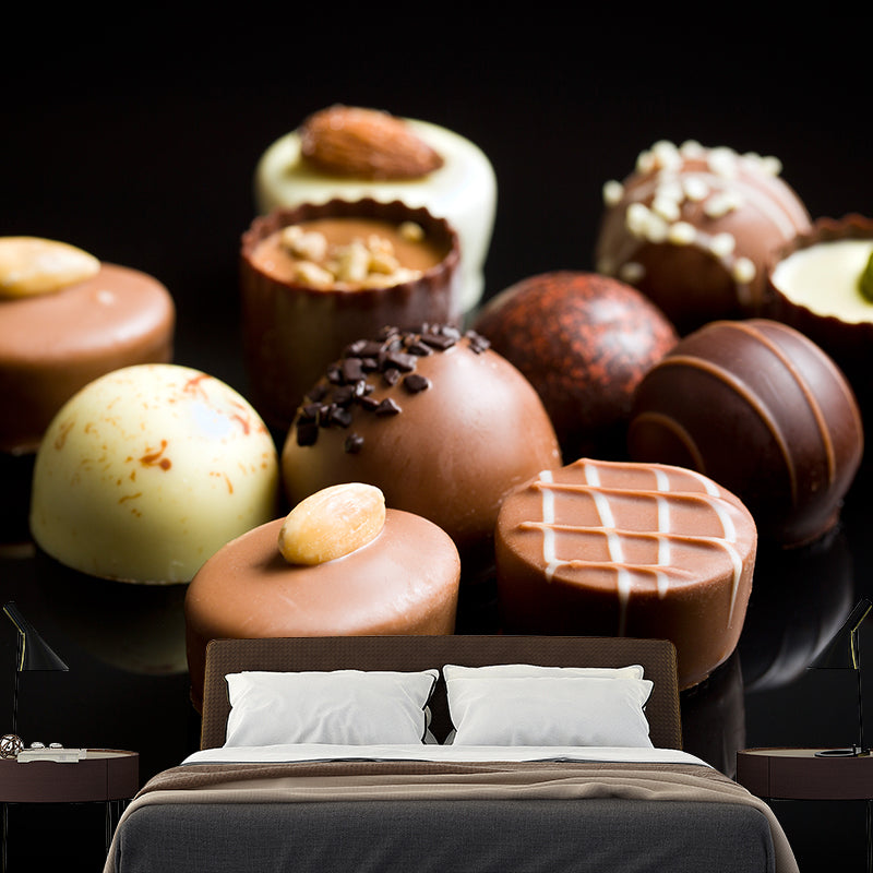 Dark Color Tasty Chocolate Mural Decal Contemporary Non-Woven Material Wall Covering