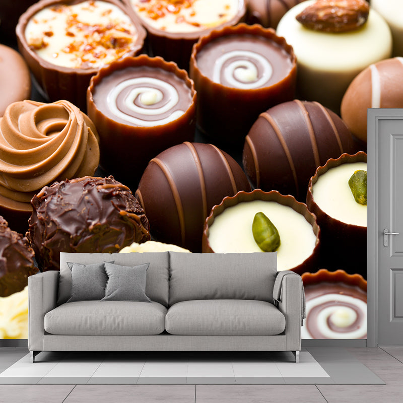 Dark Color Tasty Chocolate Mural Decal Contemporary Non-Woven Material Wall Covering