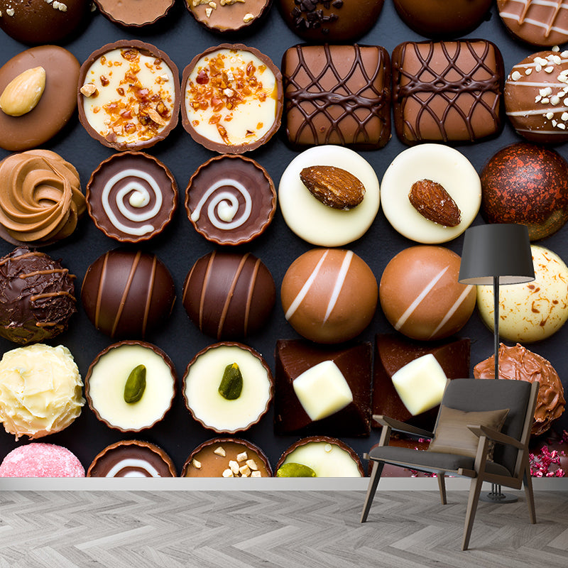 Chocolade muurschildering behang zachte kleur hedendaagse wandbekleding voor dessertwinkel