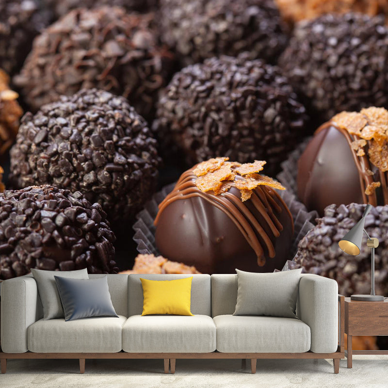 Soft Color Chocolate Painting Mural Decal Modern Stain-Proof Wall Covering for Shop