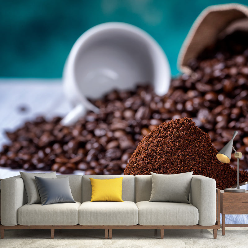 Non-Woven Decorative Wall Mural Modern Coffee Bean Wall Covering, Custom Printed