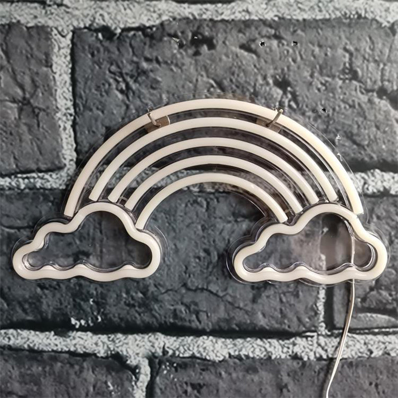 Lampada da comtore bianca per illuminazione per la notte della camera da letto a led con tonalità di plastica arcobaleno