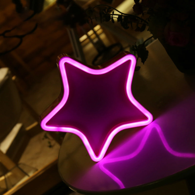 Lampada da comtore bianca per illuminazione notturna a led per ragazze con tonalità di plastica a stella