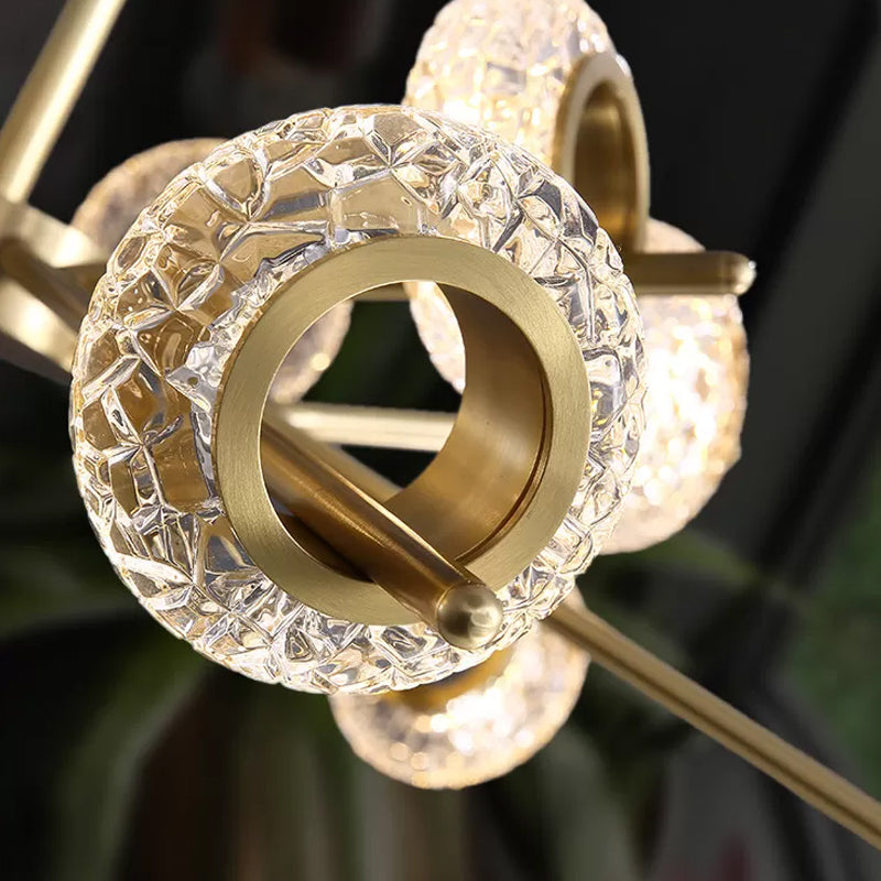 8/12/18-Köpfen Circlet Kronleuchter leichter postmoderner Messing geschnitzter Kristallhängeanhänger für Wohnzimmer