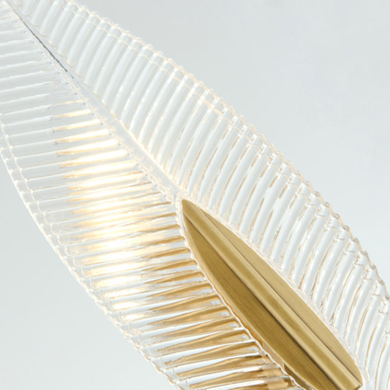 Luz de la sala de estar en forma de hoja Cristal posmoderno 6/8/18 Luces Lámpara colgante de latón